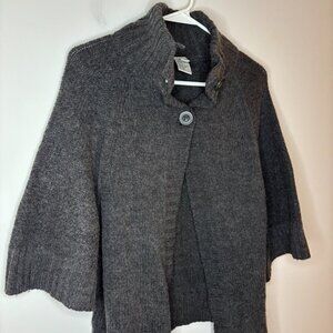 TALBOTS Cardigan High Neck Womens L 3 Button Half Sleeve "Poncho" Style